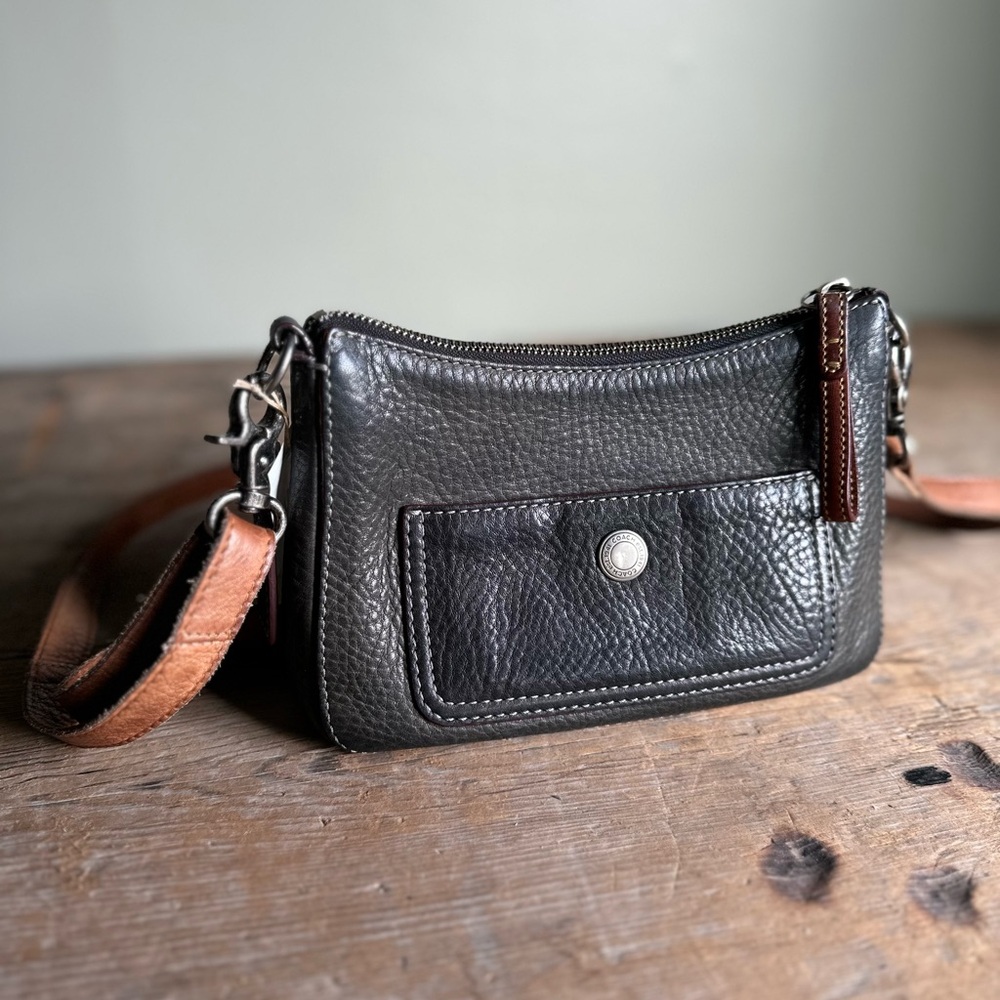 Vintage Green-Black Coach Pebbles Leather Crossbody